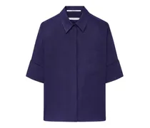 Leinenbluse mit französischen Manschetten - Blau