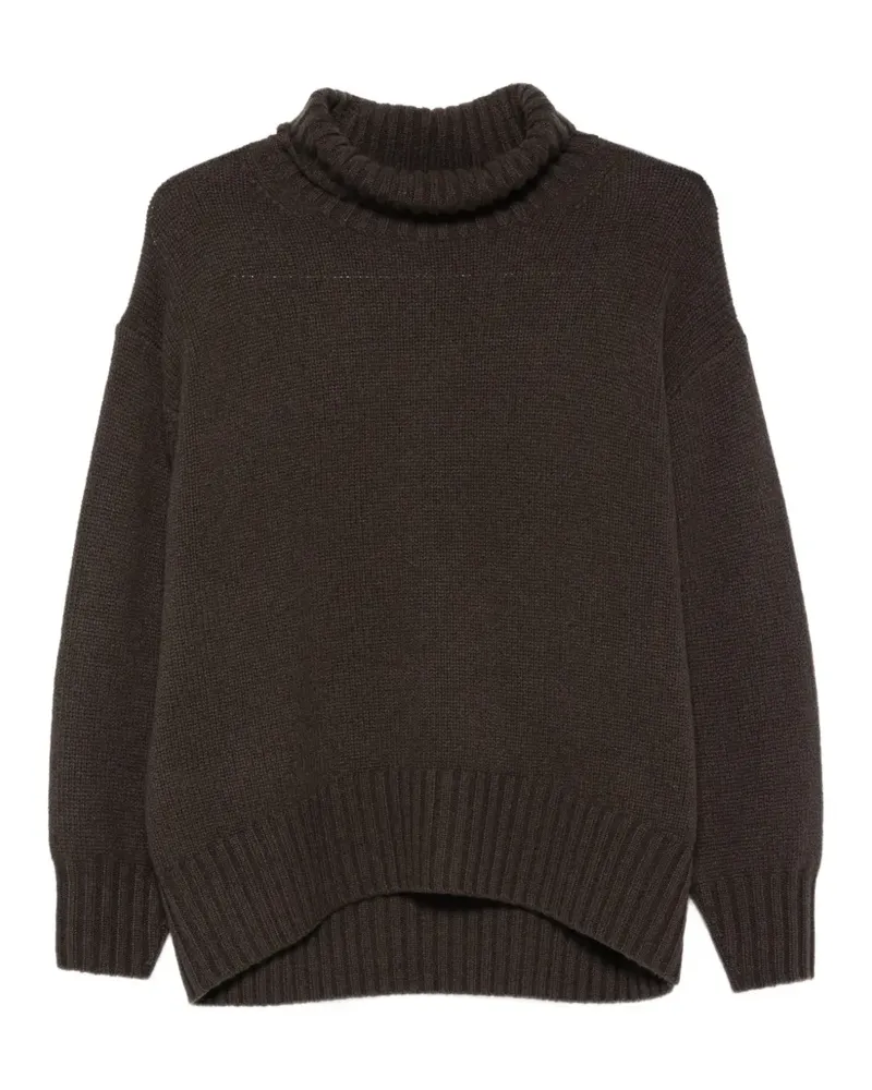 FTC Cashmere Rollkragenpullover mit geripptem Saum - Braun Braun