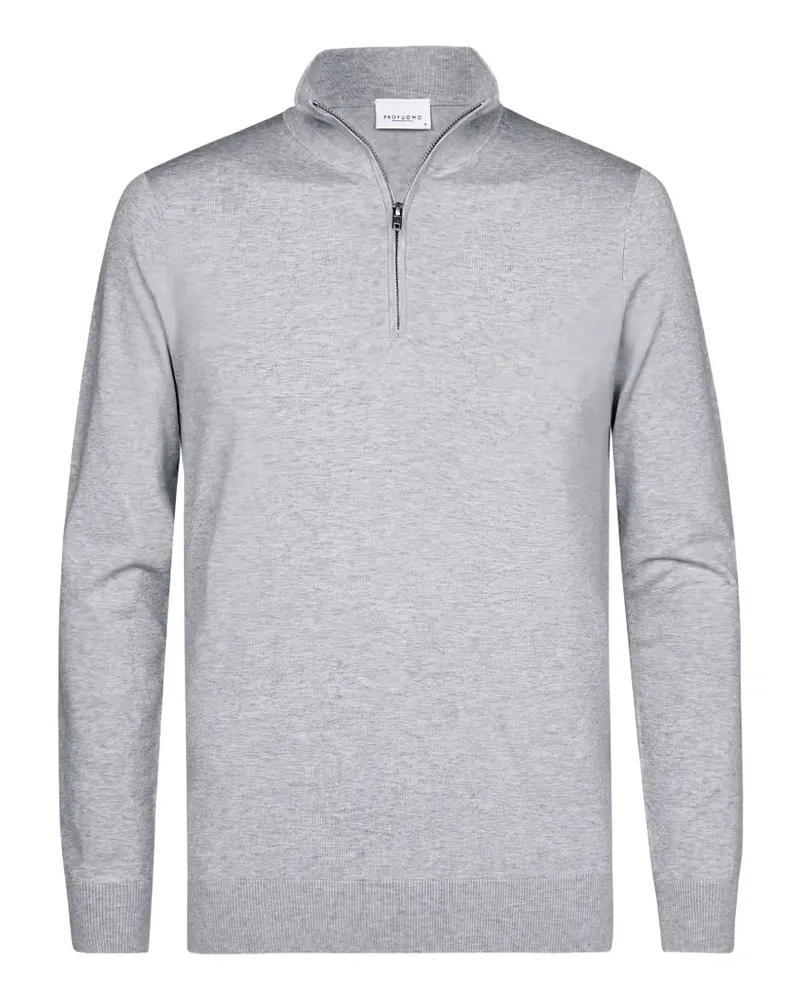 Profuomo Pullover mit kurzem Reißverschluss - Grau Grau