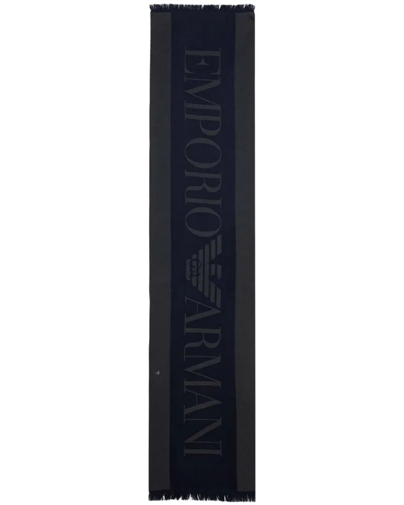 Emporio Armani Jacquard-Schal mit Logo - Grau Grau