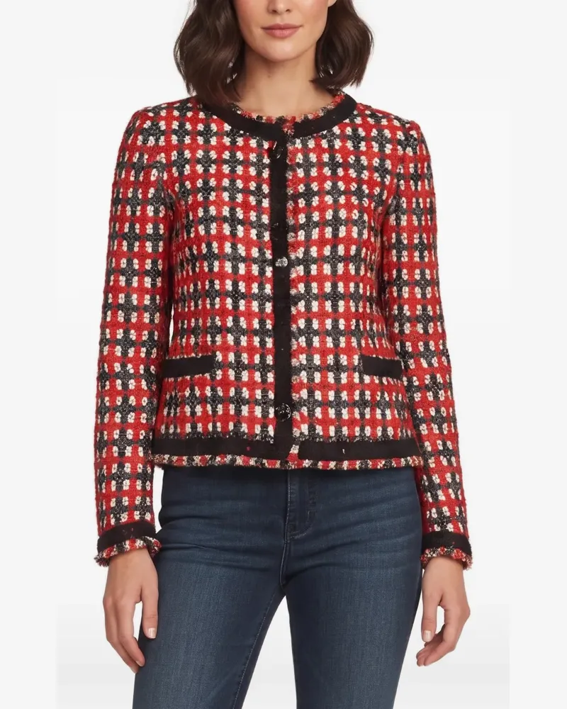 Moschino Cheap and Chic Tweed-Jacke mit Check - Rot Rot