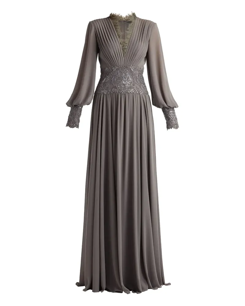 Tadashi Shoji Maxikleid mit V-Ausschnitt - Grau Grau