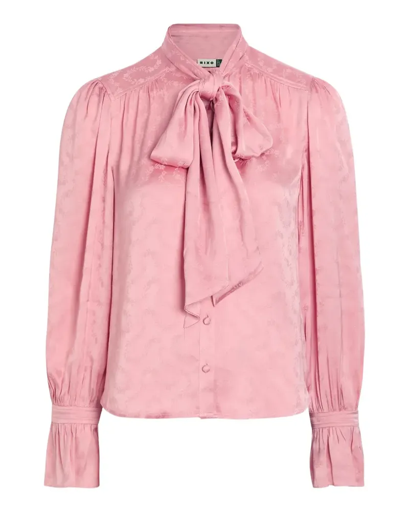 RIXO floral-jacquard pussy-bow blouse - Rosa Rosa