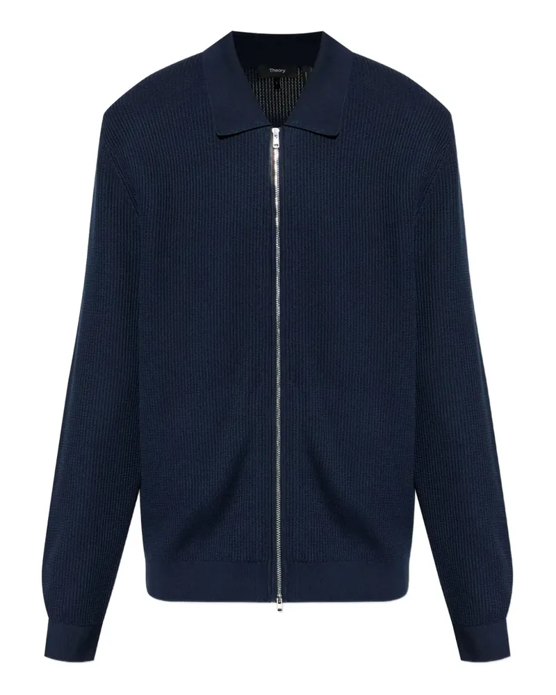 Theory Gerippter Cardigan mit Reißverschluss - Blau Blau