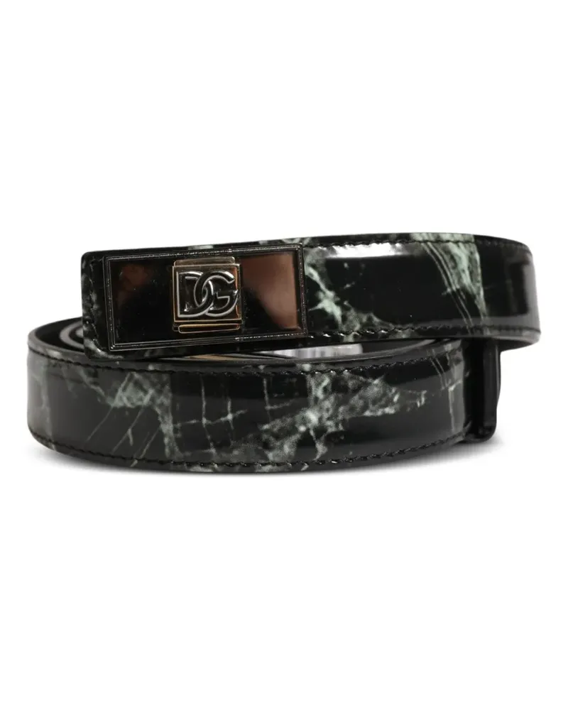 Dolce & Gabbana Gürtel mit Marmor-Print - Schwarz Schwarz