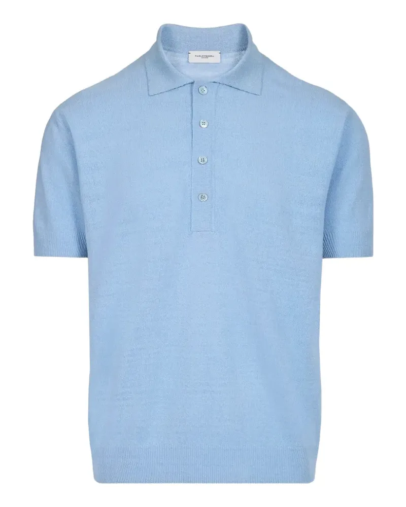Paolo Pecora Milano silk bouclé polo shirt - Blau Blau