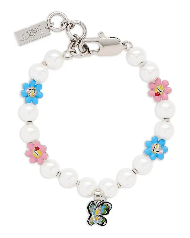 Marc Jacobs x Hattie Stewart Garden Pearl Station Armband - Silber Silber
