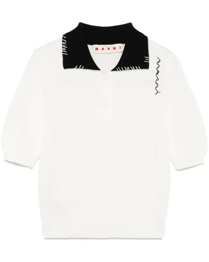 Marni Poloshirt mit Kontrastkragen - Weiß Weiß