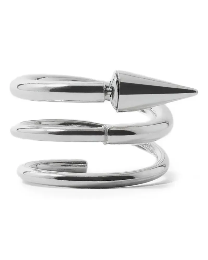SUNNEI Mittelgroßer Spiral-Ohrring mit Spike - Silber Silber