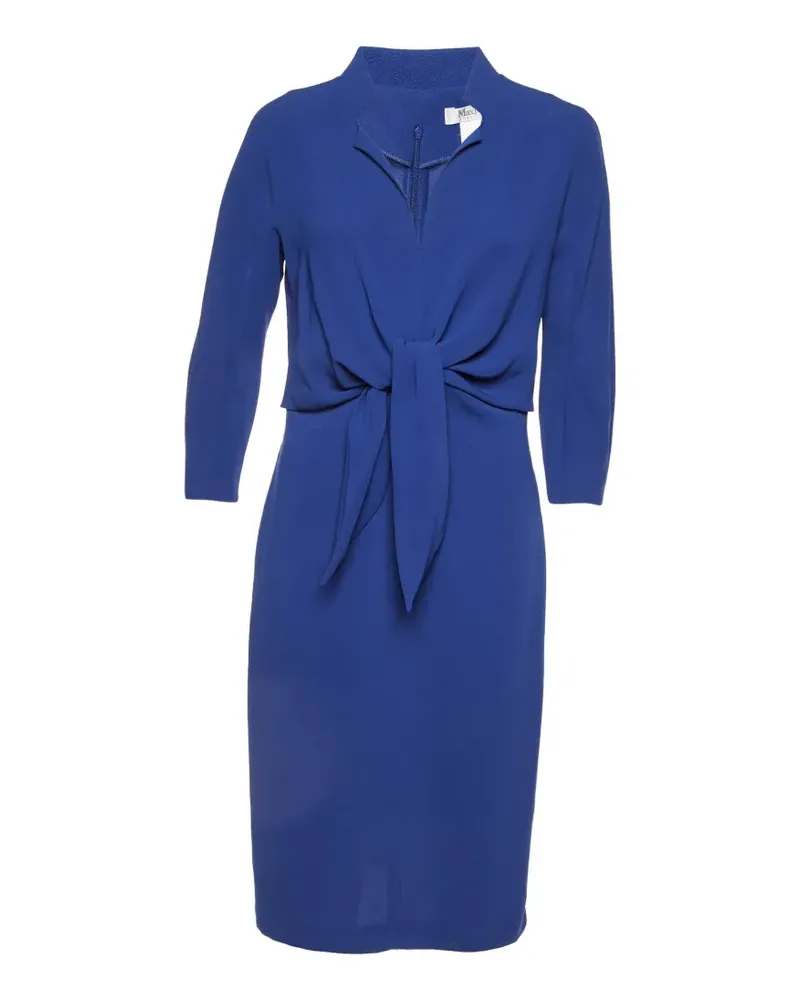 Max Mara Kreppkleid mit Schnürung - Blau Blau
