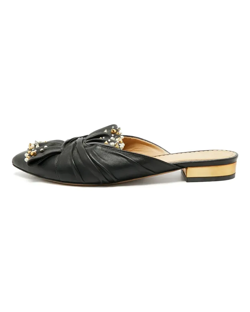 Charlotte Olympia Mules mit spitzen Nieten und Knotendetail - Schwarz Schwarz