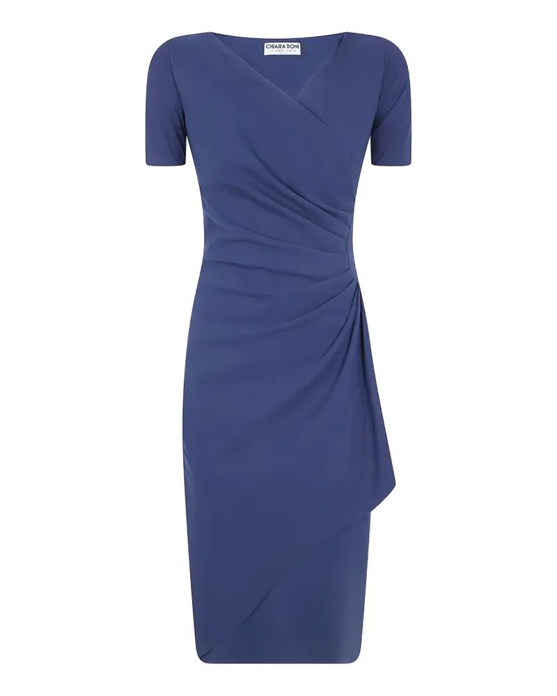 Chiara Boni ruched wrap-design midi dress - Blau Blau