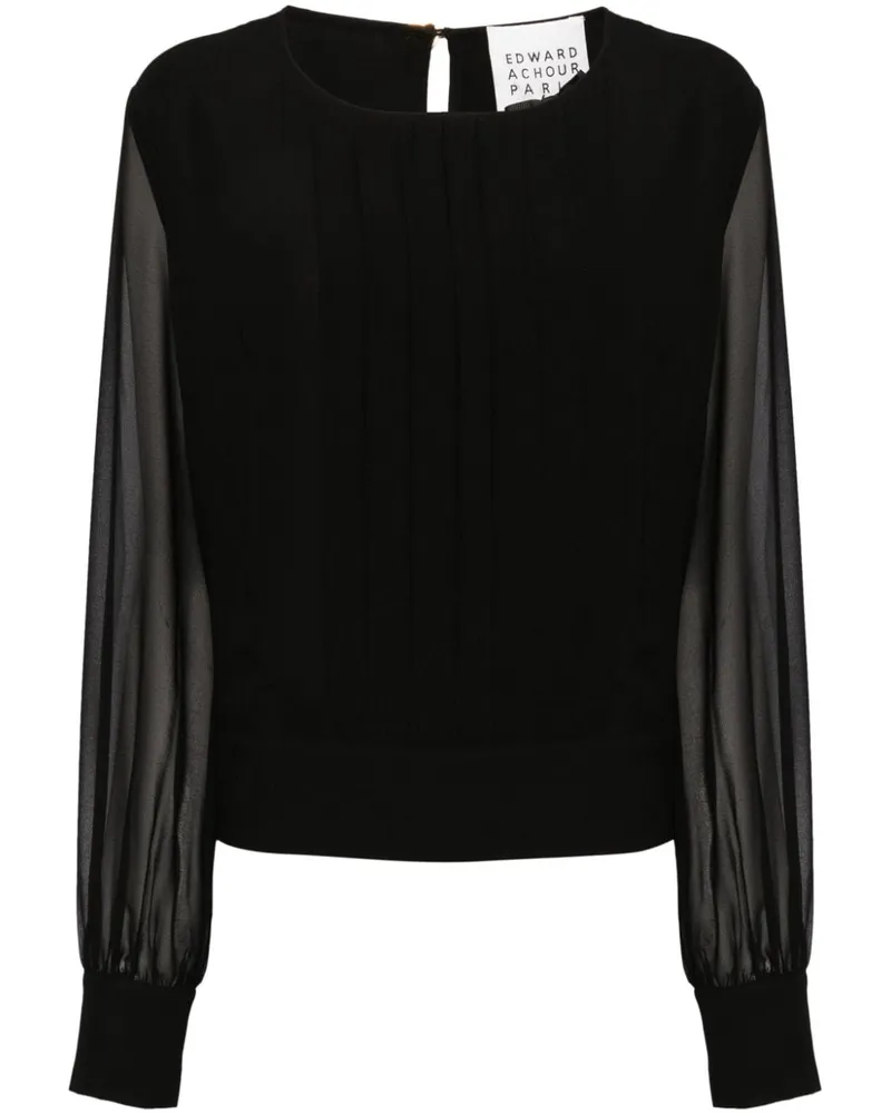 Edward Achour Semi-transparente Bluse - Schwarz Schwarz