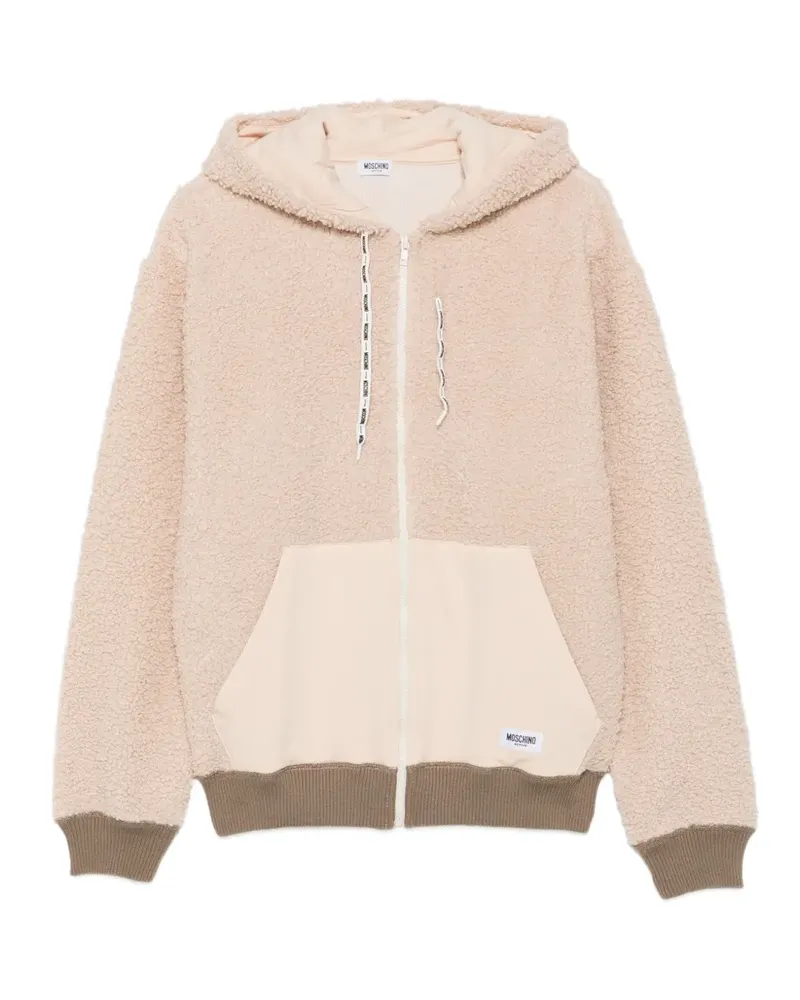 Moschino fleece-texture logo-patch hoodie - Nude Nude