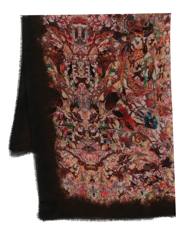 Faliero Sarti Schal mit abstraktem Print - Schwarz Schwarz