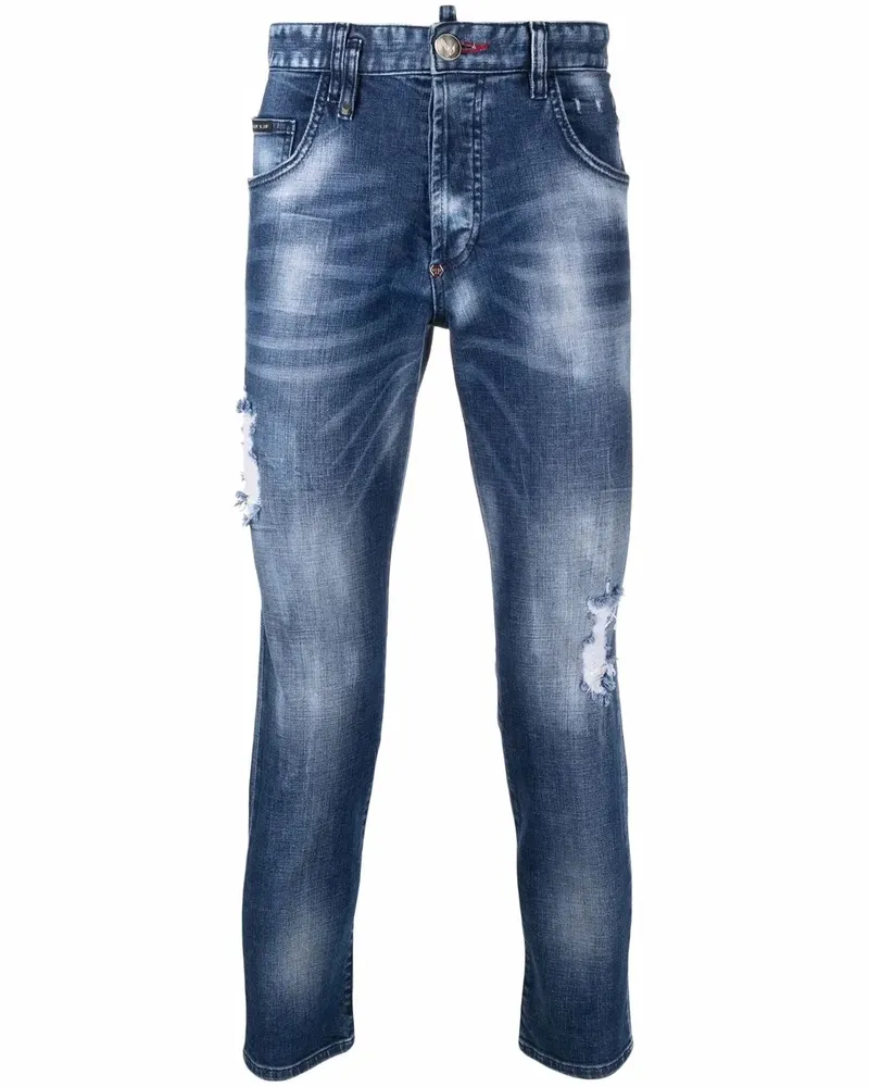 Philipp Plein Skinny-Jeans mit Distressed-Detail - Blau Blau