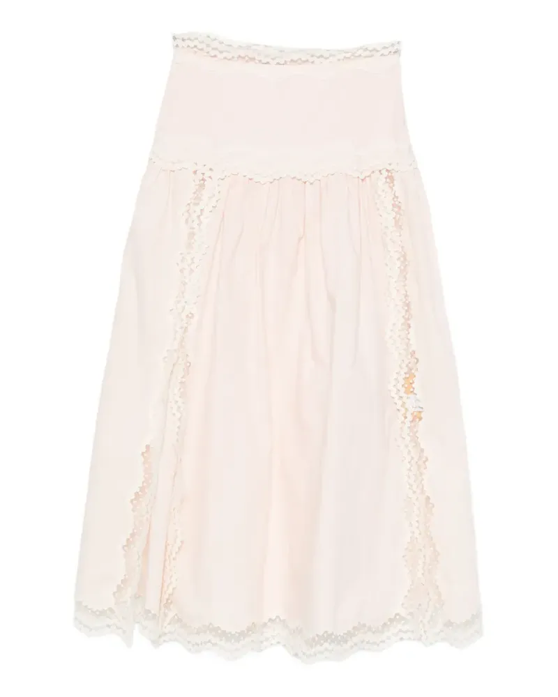 Sandro Brune lace-trim A-line mid skirt - Rosa Rosa