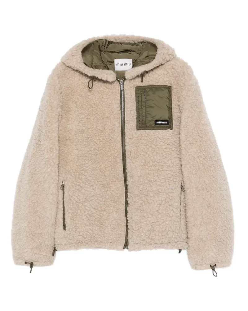 Miu Miu Teddy-Blouson mit Kapuze - Nude Nude