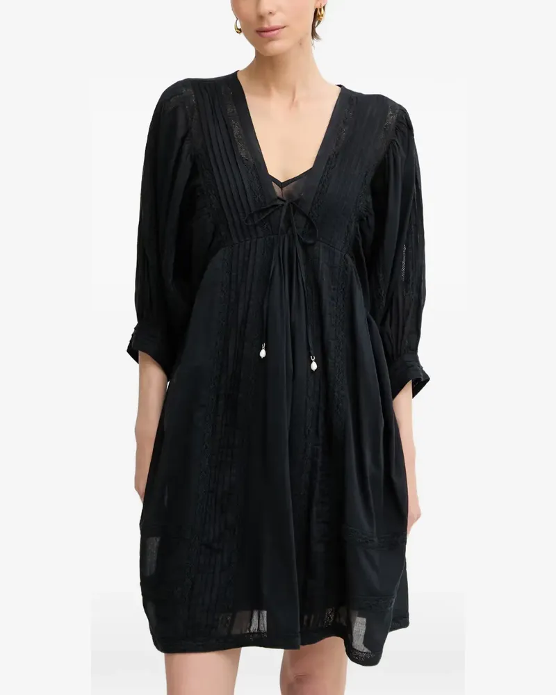 Twin-Set lace-trim cotton mini dress - Schwarz Schwarz