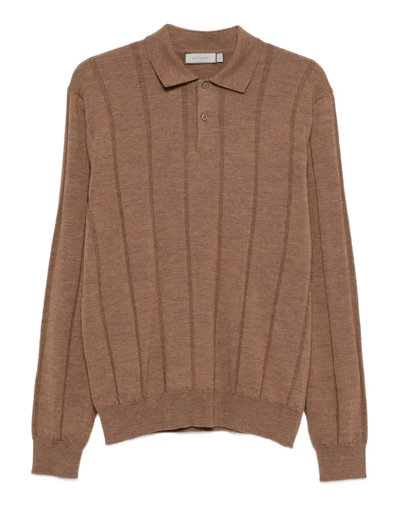 Canali Gerippter Pullover mit Polokragen - Braun Braun
