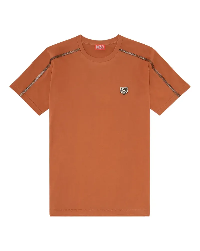 Diesel T-Shirt mit Kontrastbesatz und Logo-Patch - Orange Orange