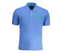 logo-embroidered cotton polo shirt - Blau