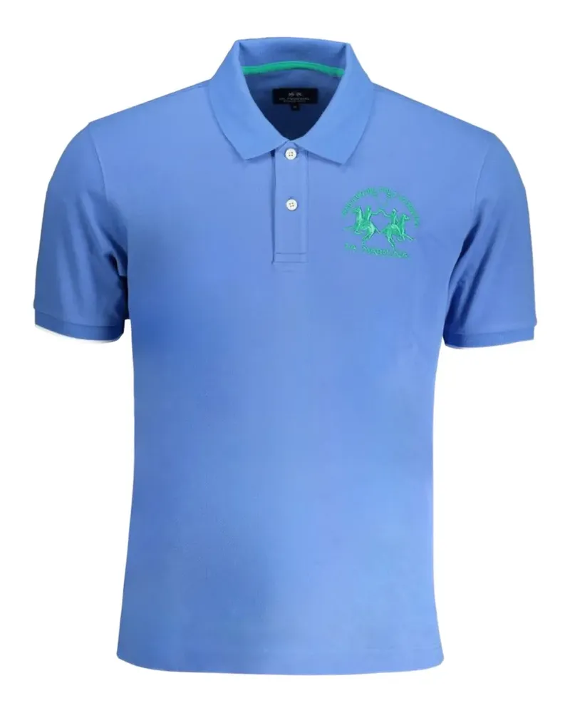 La Martina logo-embroidered cotton polo shirt - Blau Blau