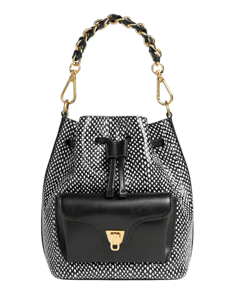 Coccinelle snake-print leather bucket bag - Schwarz Schwarz