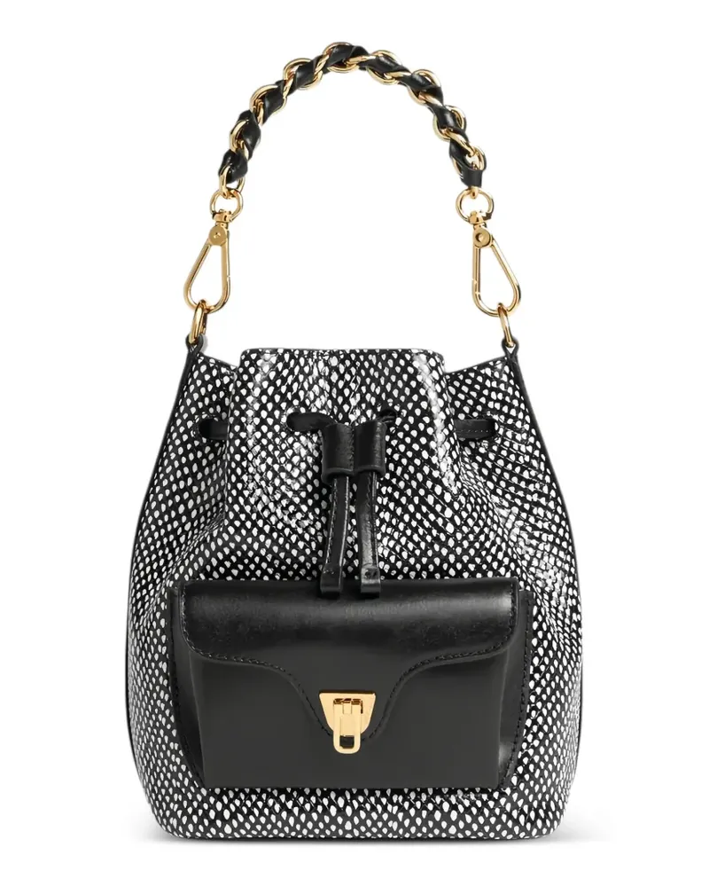 Coccinelle snake-print leather bucket bag - Schwarz Schwarz