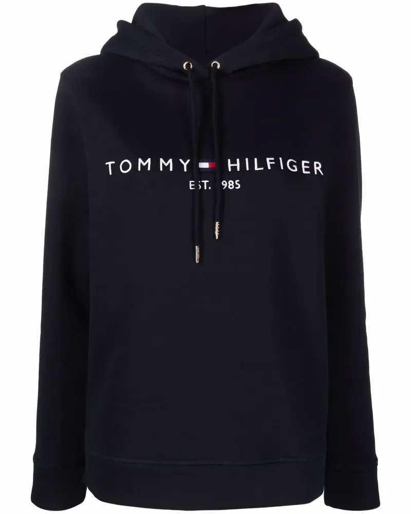 Tommy Hilfiger Hoodie mit Logo-Stickerei - Blau Blau