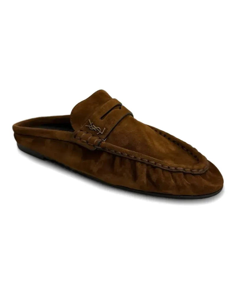 Saint Laurent Le Loafer logo-plaque mules - Braun Braun