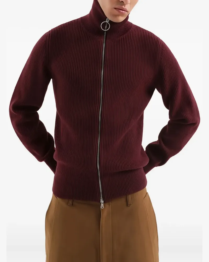 1989 STUDIO Gerippter Cardigan - Rot Rot