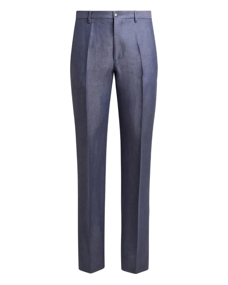 Etro pleated linen trousers - Blau Blau