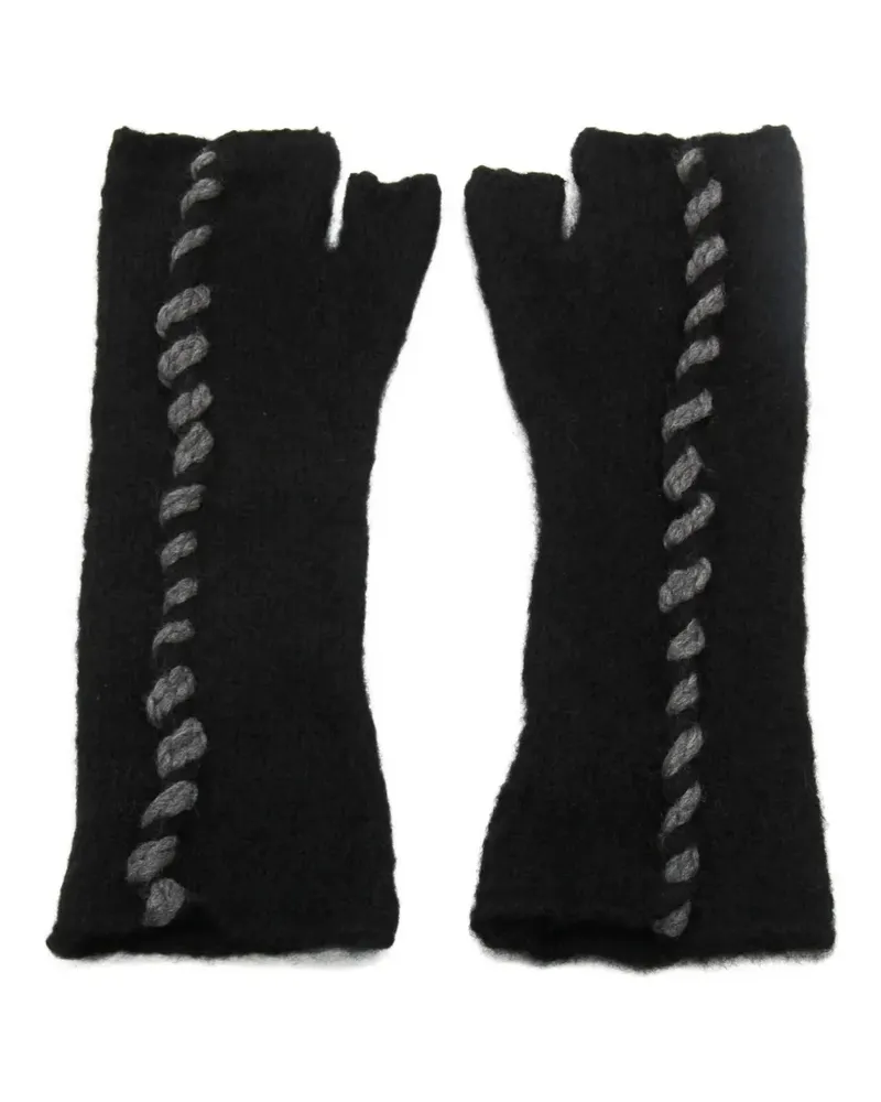 THOM KROM braided fingerless gloves - Schwarz Schwarz
