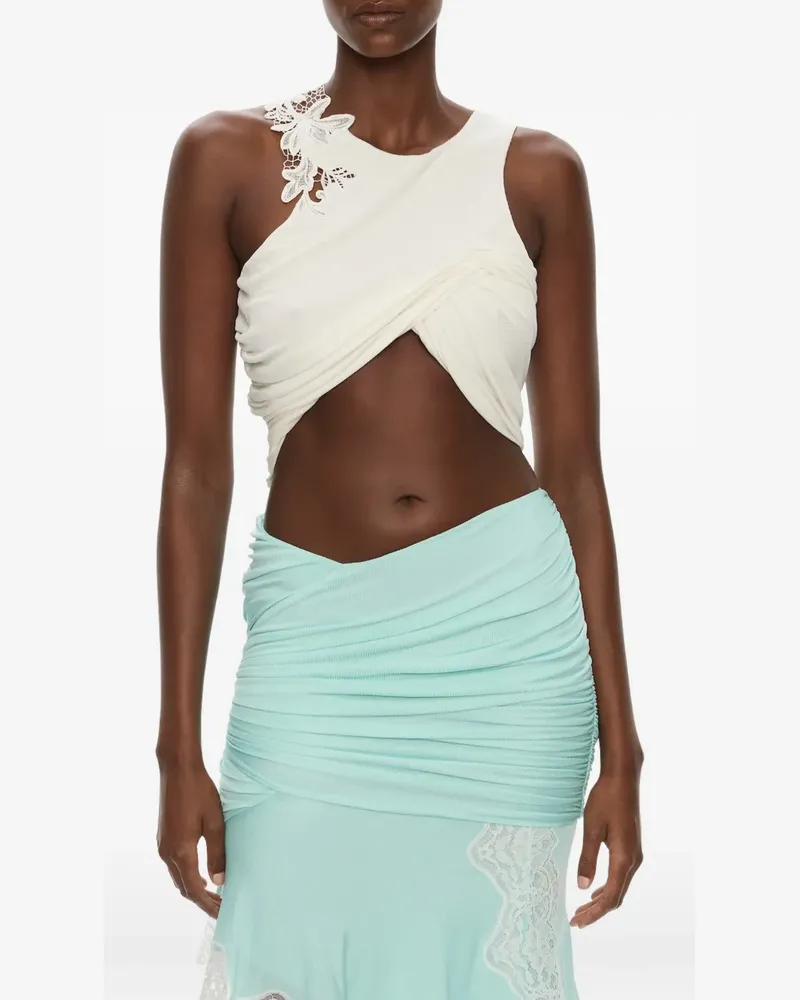 Christopher Esber Hibiscus embroidered top - Weiß Weiß