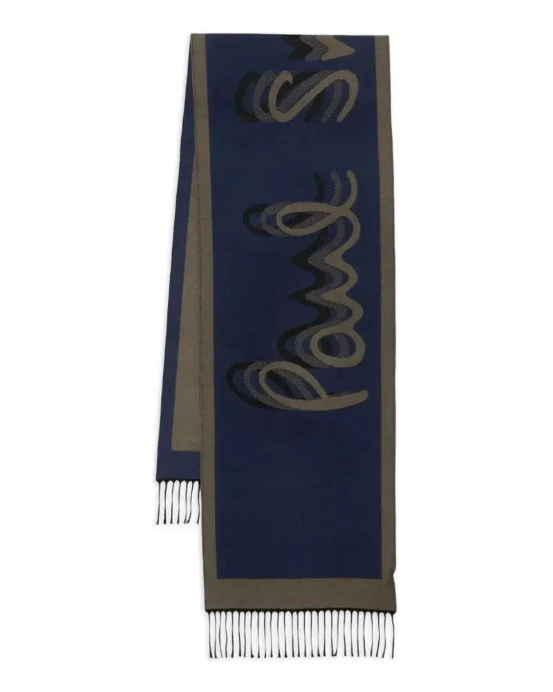 Paul Smith Fransenschal mit Logo-Verzierung - Blau Blau