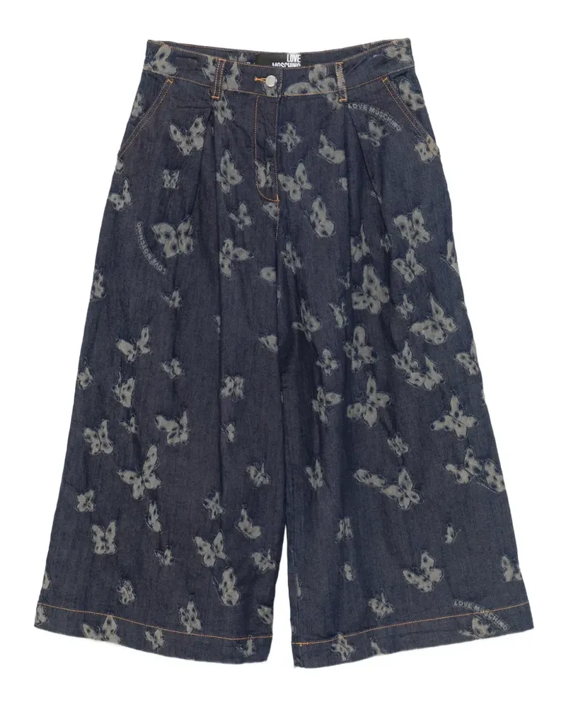 Moschino Cropped-Jeans mit Schmetterling - Blau Blau