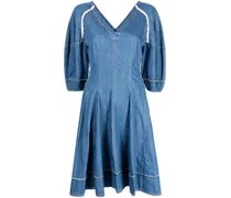 Kleid mit V-Ausschnitt - Blau
