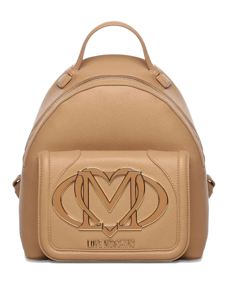 Moschino Rucksack mit Logo-Schild - Braun Braun