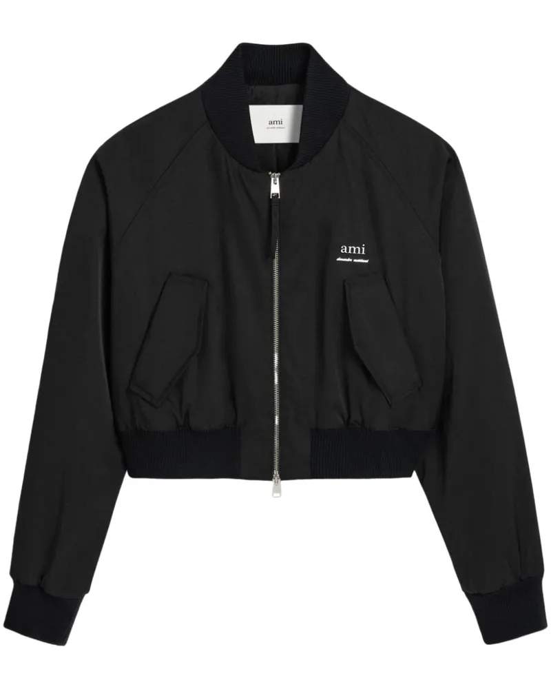 AMI Paris Bomberjacke mit Logo - Schwarz Schwarz