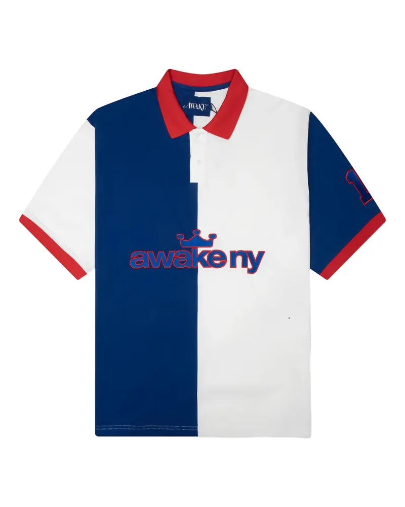 AWAKE NY Poloshirt in Colour-Block-Optik - Blau Blau