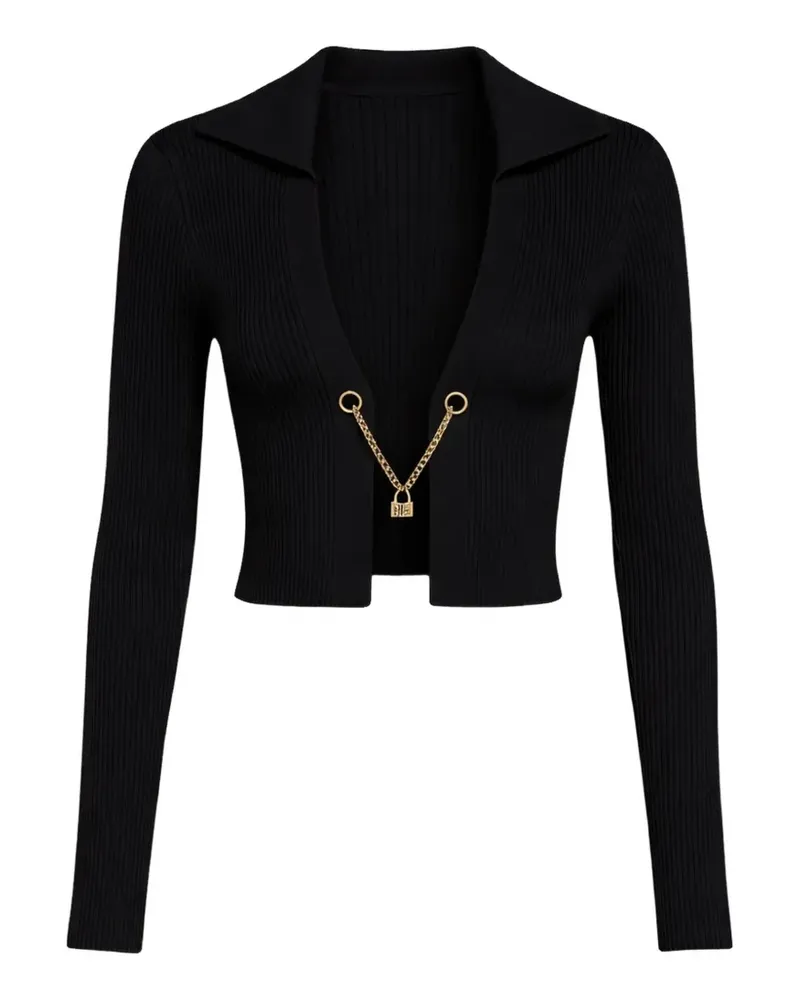 John Richmond ribbed-knit chain-link cardigan - Schwarz Schwarz