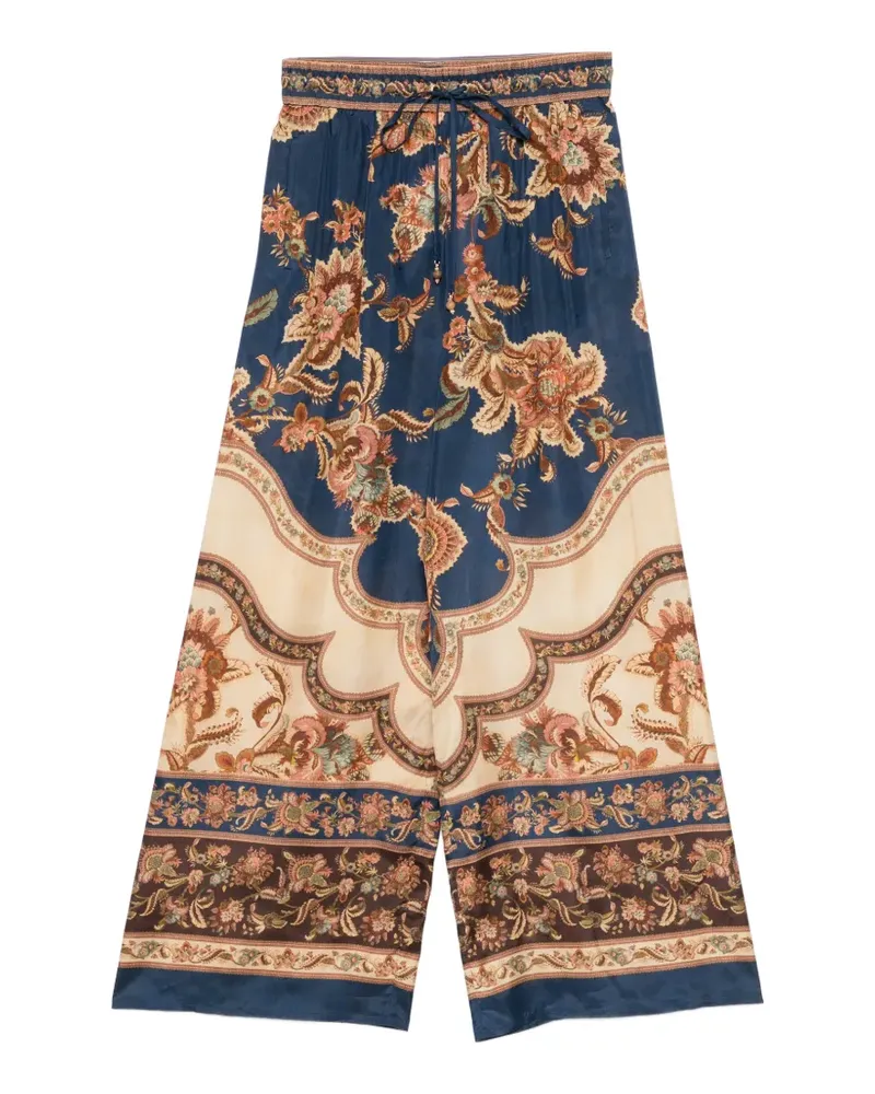 Zimmermann Aster floral-print drawstring trousers - Blau Blau