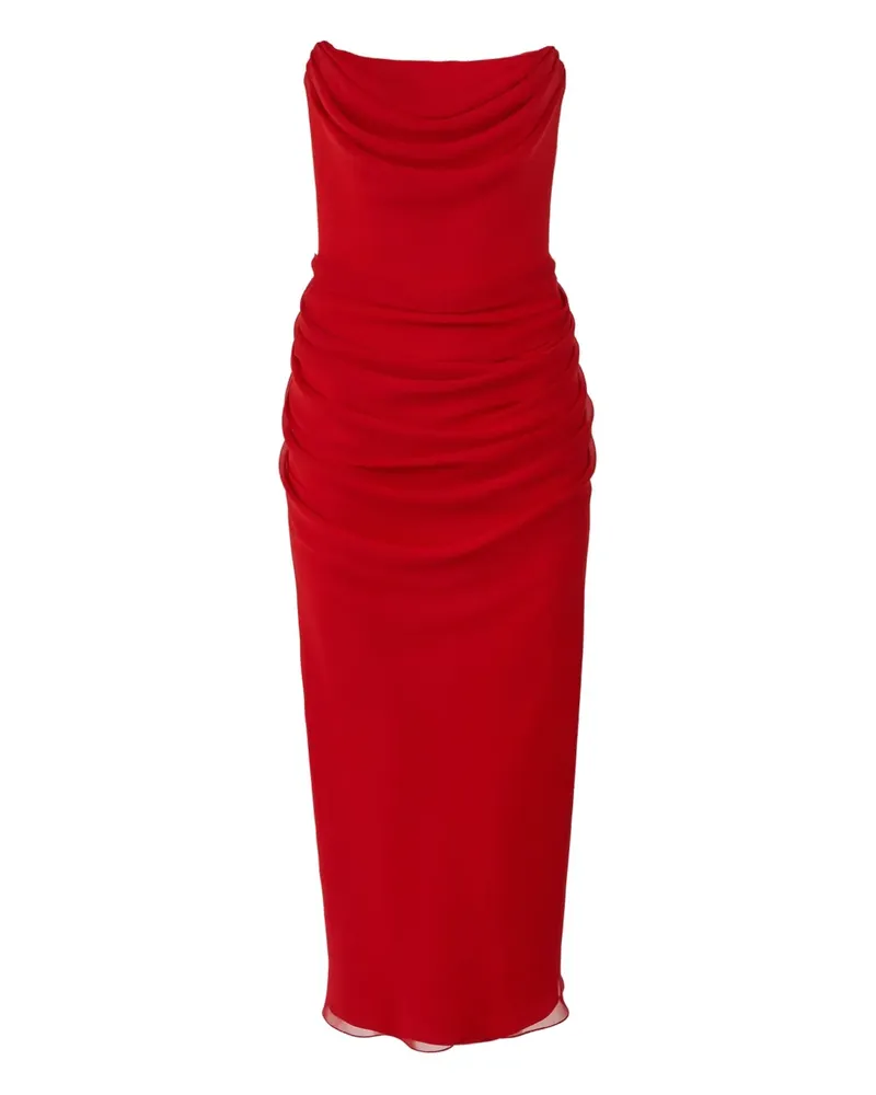 Carolina Herrera New York strapless draped midi dress - Rot Rot