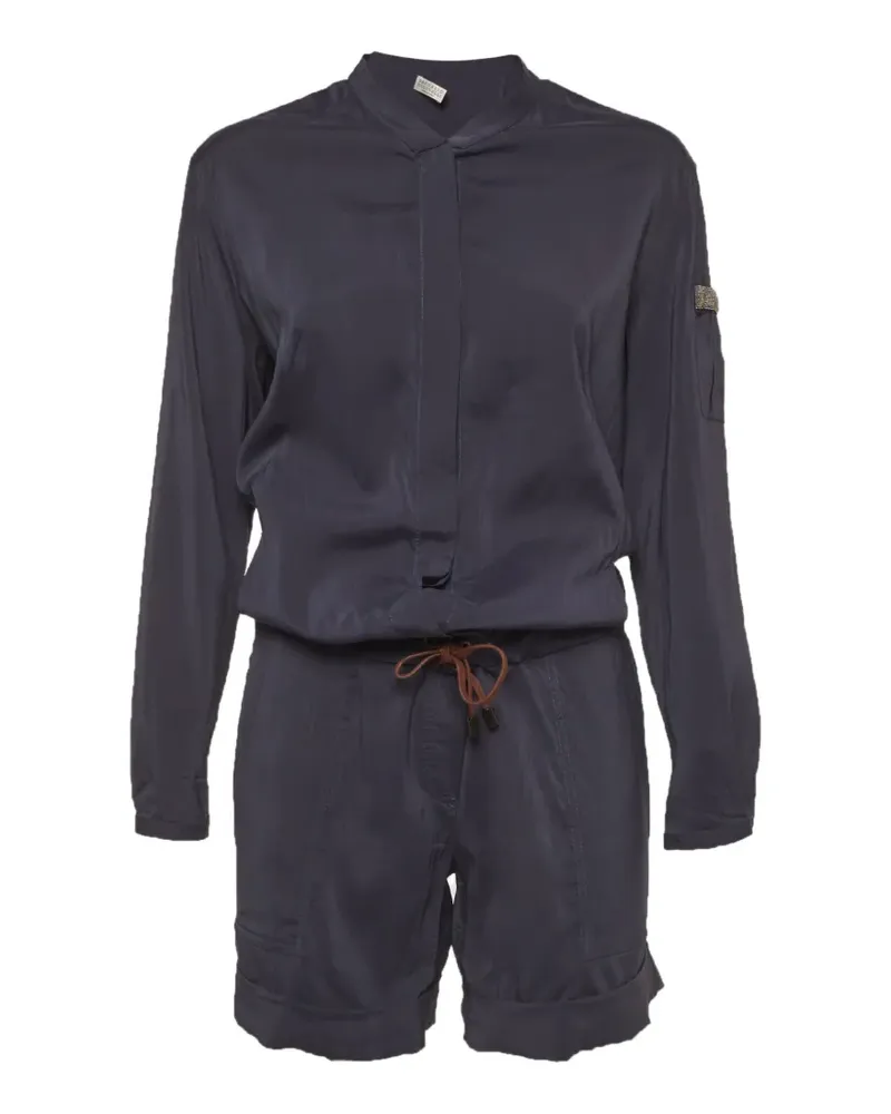 Brunello Cucinelli Monili detail long-sleeve jumpsuit - Blau Blau
