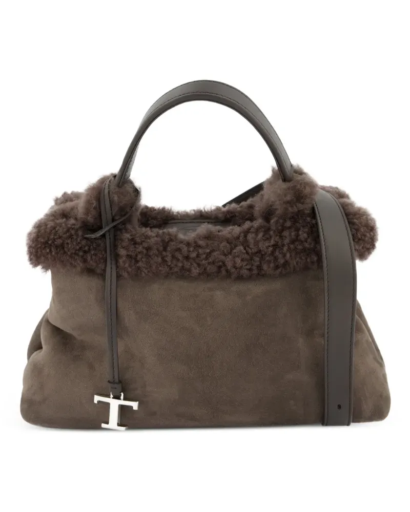 TOD'S Tote Bag mit Shearling-Besatz - Braun Braun