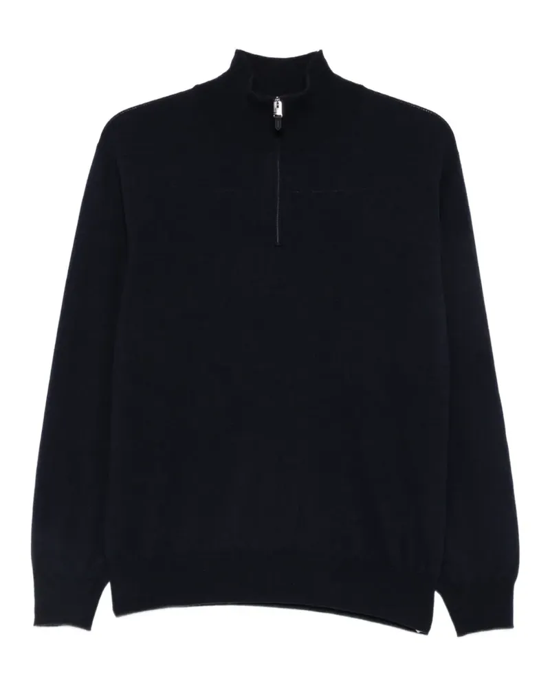 Canali Kaschmirpullover mit kurzem Reißverschluss - Blau Blau