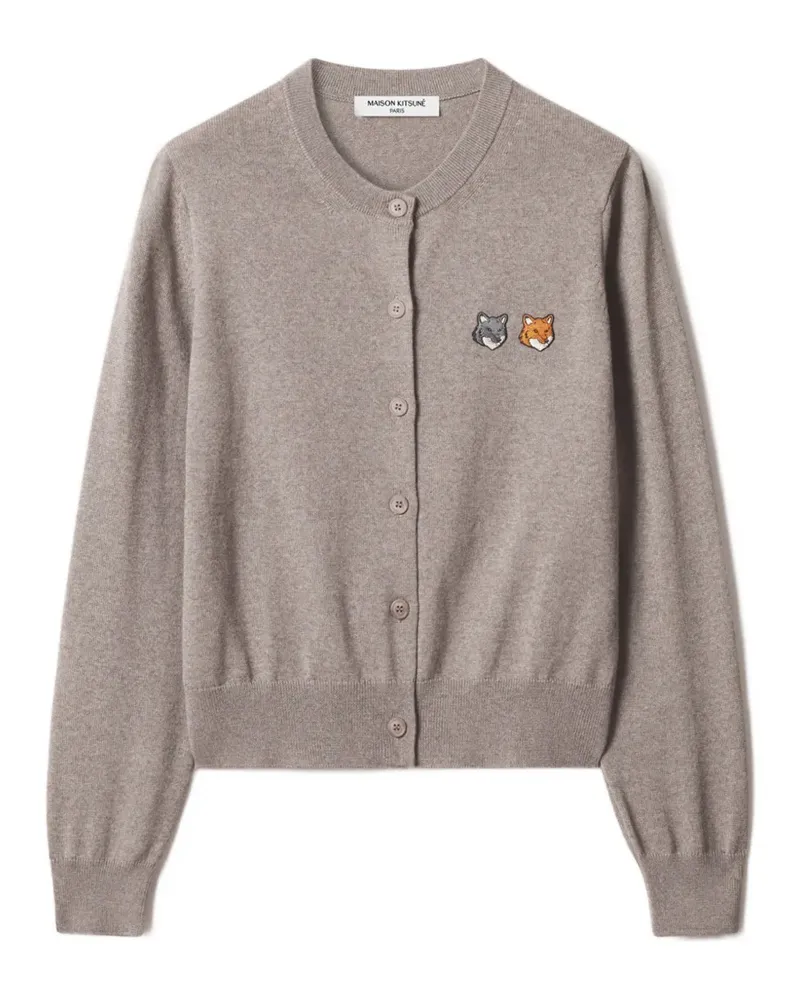 Kitsuné Cardigan mit Fuchsköpfen - Braun Braun