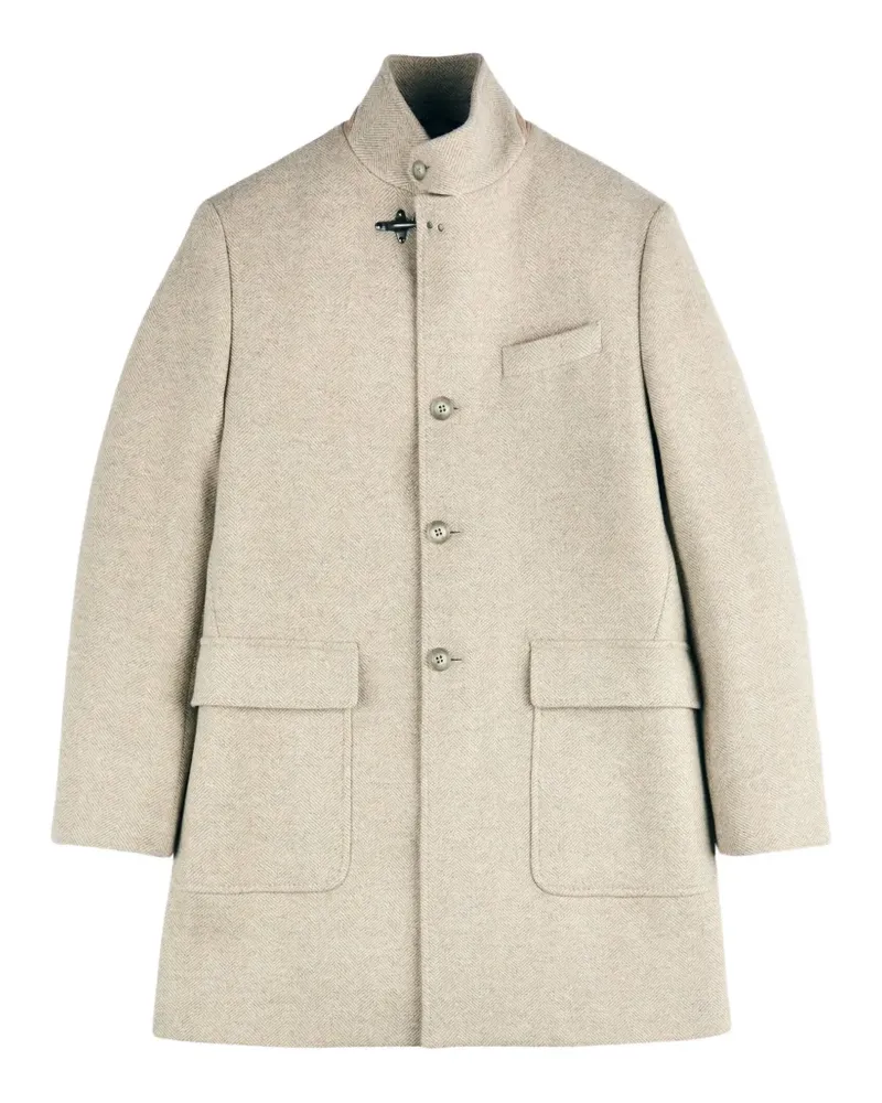 Fay herringbone-pattern single-breasted coat - Nude Nude