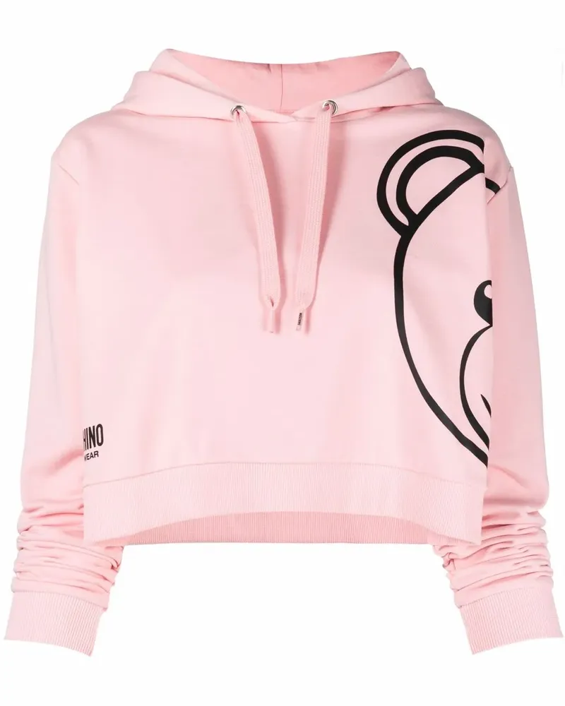 Moschino Cropped-Hoodie mit Teddy - Rosa Rosa